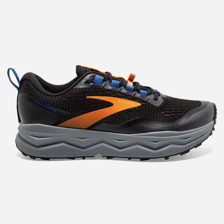 Tenis Brooks Caldera 5 Distance Hombre Tenis Trail Running - Negros / Naranjas / Azules (2056JIVZH)